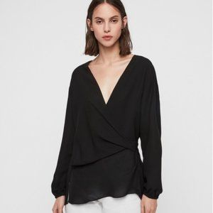 AllSaints Mia Long Sleeve Wrap Top
